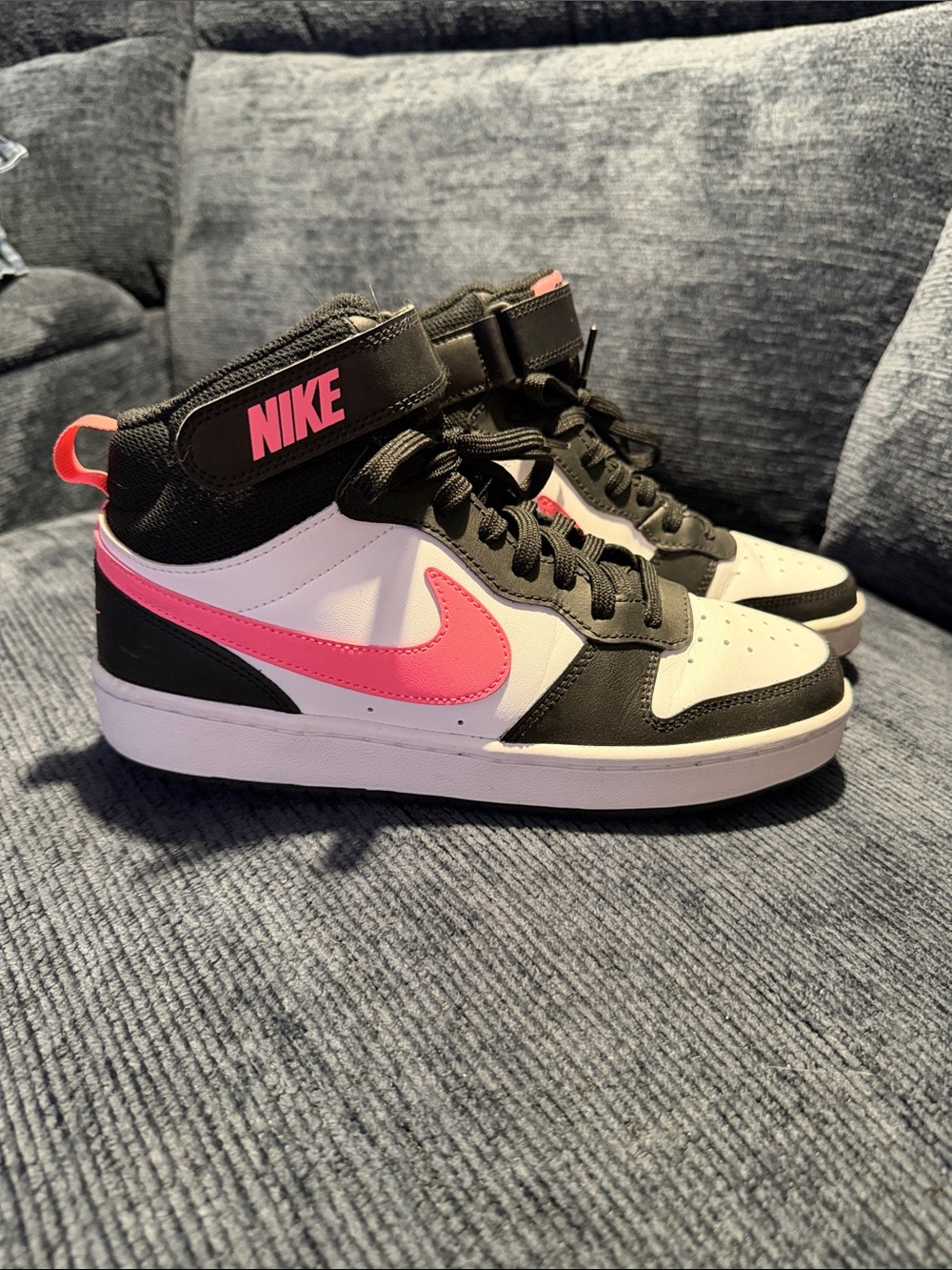 Nike Black, White & Pink Mid-Top Sneakers